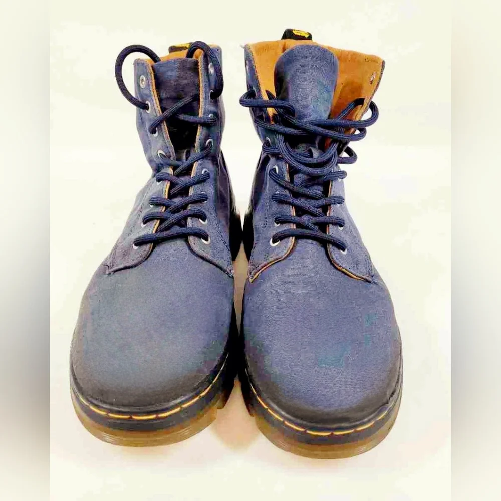 Dr. Martens Combs AirWair Blue Canvas Blue Denim Combat Boots Men 9 Women 10 - Picture 2 of 8